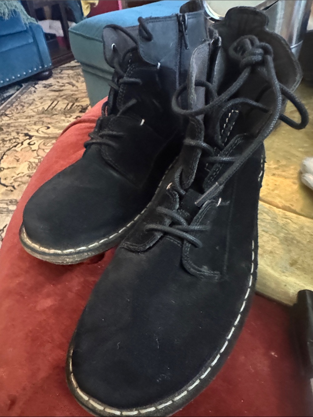 Clarks Black Suede Chukka Lace-Up Boots